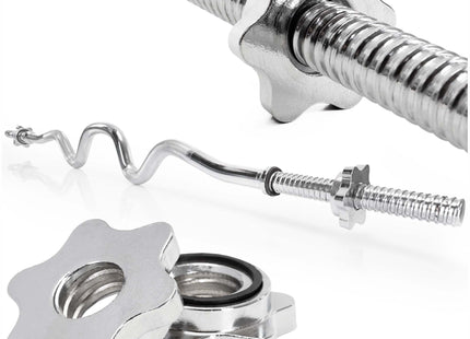 Actiget®  Curlstang | Halterstang | Barbell | Chroomstaal | Verbogen | 120 cm | 25 mm | 2 Klemmen