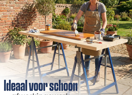 Muntel Opklapbare Schragen - Heavy-Duty - Tot 200 kg Draagvermogen - Verstelbaar - Opvouwbaar - Zwart/Blauw - Set Van 2 - 68 x 58 x 80–130 cm
