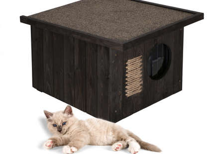 Kattenhuis - Geïsoleerd - Voor Buiten - Weersbestendig - 58 X 49,5 X 36 CM - Zwart