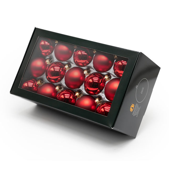 Kerstballen Glas | 30 Stuks | Mix | Glas | Mat | Glans | Rood |