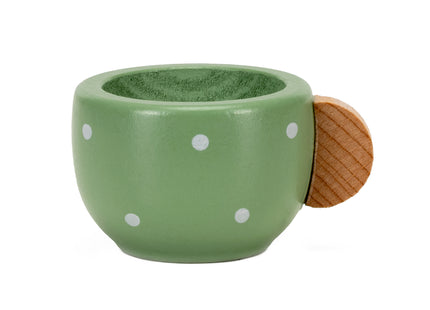 Springos ® Houten Theeservies - 13-delige Theeset met Theepot, Kopjes, Taartjes en Koekjes - Groen