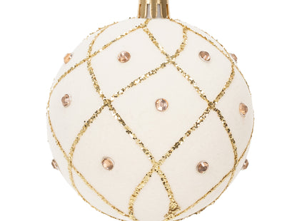 Kerstballen | 9 Stuks | 8 cm | Wit/Goud | Fluweel