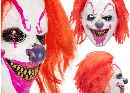 Springos Halloweenmasker Bloederige Clown met Rood Haar - Horror Cosplay