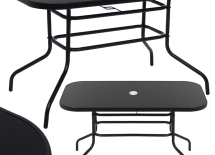 Tuintafel | 120 x 70 cm | Buitentafel | Bijzettafel Buiten | Metaal | Gehard Glas | Rechthoekig | Zwart