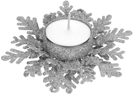 Kandelaar | Kaarshouder | Lichtkaarshouder | Sneeuwvlok | Zilver | Glitters