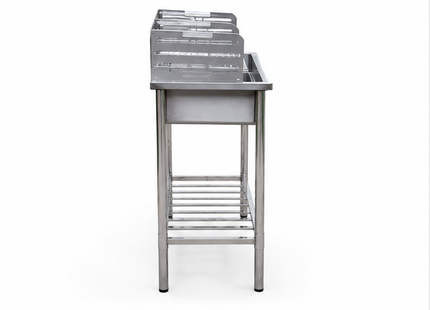 Muntel® Camping Tafel Met Gootsteen - Buitenkeuken - RVS - Hoogteverstelbaar - Met Wasbak -  100x 50,5x 87 Cm