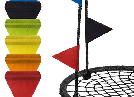 Nestschommel | Schommel Kinderen | Kinderschommel | Maximale Belasting 180 kg | Inclusief Vlaggetjes | Zwart