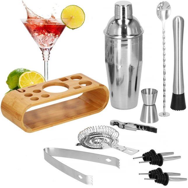 Cocktail Set | 12-Delige Cocktail Shaker Set | RVS | Zilverkleurig