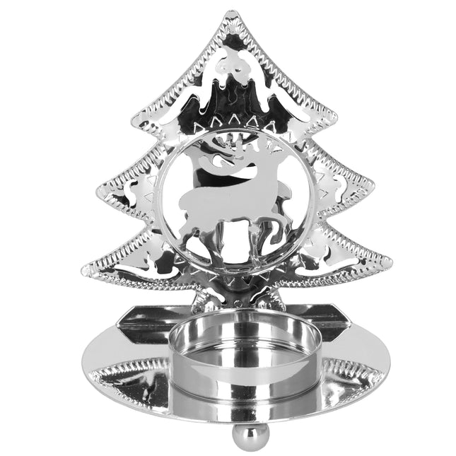 Kandelaar | Kaarshouder | Lichtkaarshouder | Kerstboom | Rendier | Zilver