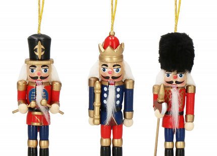 Notenkraker Kerst | 3 Stuks | Blauw/Rood | 12.5 cm