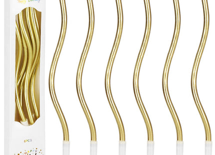 Taartkaarsjes | Verjaardagskaarsjes | 6 Stuks | 11.5 cm | Goud