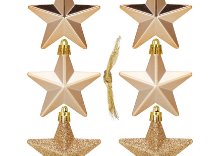Kerstballen | Sterren | 6 Stuks | Rose Goud