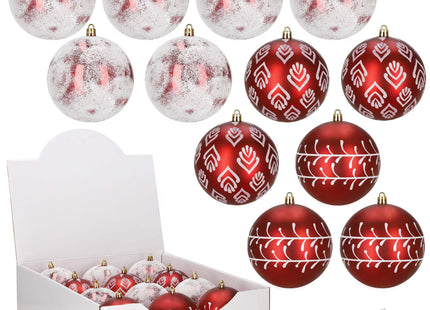Kerstballen | 12 Stuks | 6 cm | Rood/Wit