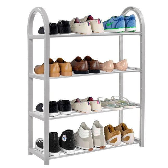 Springos Schoenenrek | 12 - 14 Paar Schoenen | 4 Laags | Kunststof/Metaal | Grijs