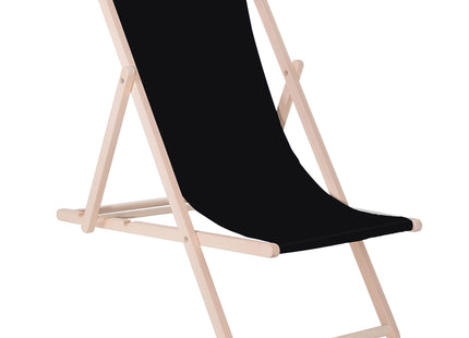 Ligbed | Strandstoel | Ligstoel | Verstelbaar | Beukenhout | Handgemaakt | Zwart