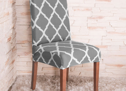 Stoelhoes - Voor Eetkamerstoelen - Met Stretch - Grijs / Wit