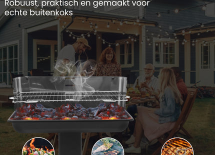 Houtskool barbecue - Zuil barbecue - BBQ - Asopvangbak - Schuifregelaar - RVS  - Zwart