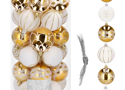 Kerstballen | 30 Stuks | 5 cm | Goud/Wit
