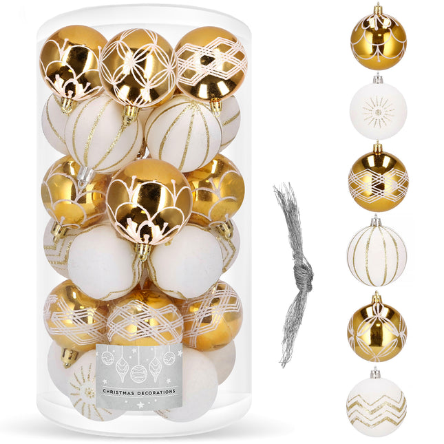 Kerstballen | 30 Stuks | 5 cm | Goud/Wit