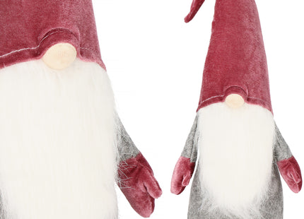 Kerstkabouter - Kerstdwerg - Kerstversiering - Grijs/Roze - 55 cm