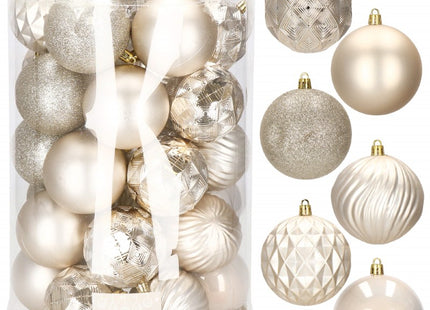 Kerstballen | 30 Stuks | 8 cm | Beige/Goud Tinten