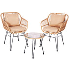 Tuinset - 3 Delig - Stoelen - Tafel - Rotan - Beige