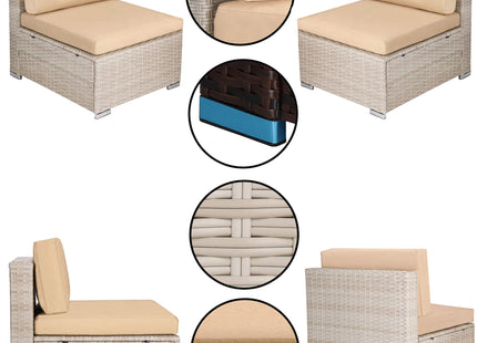 Tuinset - 6 Delig - Stoelen - Bank - Tafel - Rotan - Hoekbank - Beige