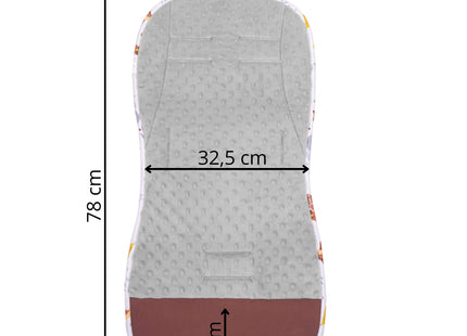 Inlegkussen - Kinderwagenmatras - Kinderwagen Accessoires - Katoen - Polyester - Dieren - Veelkleurig - 37 x 78 cm
