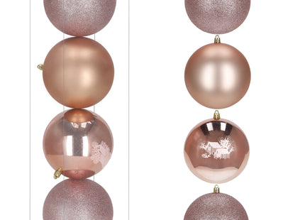 Kerstballen | 4 Stuks | 12 cm | Roze