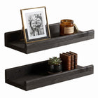 Wandplank - Boekenplank - Ophangbaar - Kruidenplank- Zwart - Grenenhout - 10 Kg - 40 cm - 2 Stuks