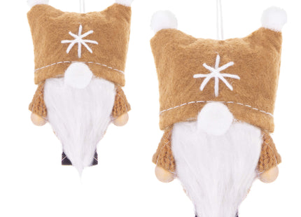 Kerstkabouter - Kersthanger - Kerstdwerg - Kerstversiering - Bruin - 8 cm