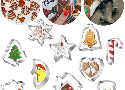 Koekjesvormen - Uitsteekvorm - Kerstkoekjes - Zilver- 10 Stuks