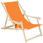 Ligbed | Strandstoel | Ligstoel | Verstelbaar | Armleuningen | Beukenhout | Handgemaakt | Oranje