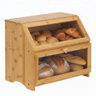 Broodtrommel Voor Op Het Aanrecht - Broodmand - Metaal - Bamboe Deksel - Naturel - 25 X 39 X 32 CM