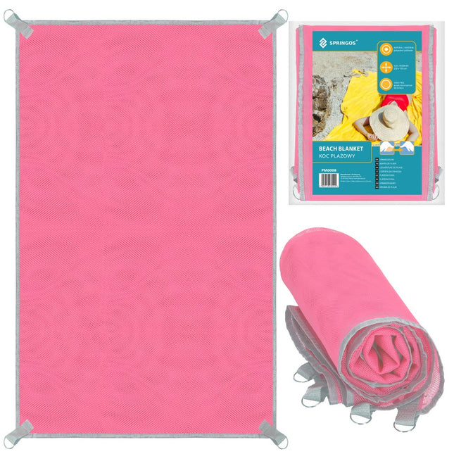 Strandmat | Strandkleed | Strandlaken | Zandvrij | 200 x 150 cm | Roze/Grijs