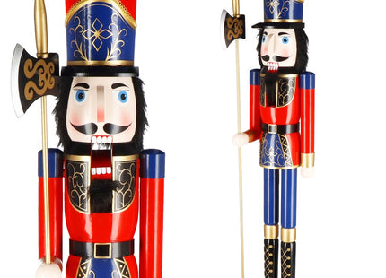 Notenkraker Kerst | Houten Soldaat | Kerstversiering | Rood/Blauw/Zwart/Goud | 152 cm