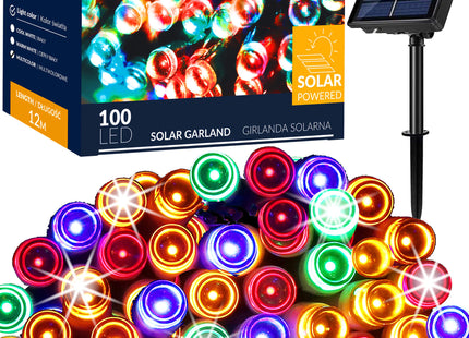 Kerstboomverlichting | met 100 LED Lampjes | 12 M | Multicolor | Zonne-energie | Indoor | Outdoor