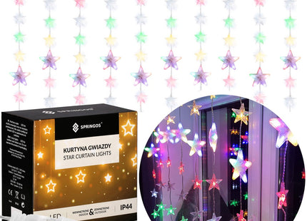 Kerstverlichting Sterrengordijn | Multicolor/Flits Koel Wit | 2 m | 180 Led's