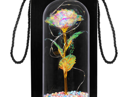 Roos | Valentijn | Rozen | LED | 22 cm | Goud/Kristal/Naturel | Warm wit