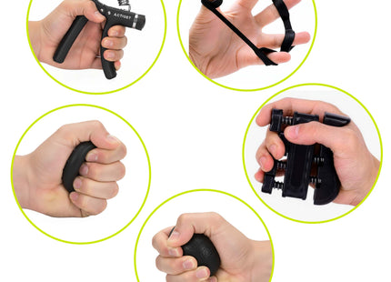 Actiget®  Handtrainer Set | Handknijper | Zwart/Grijs | 10- 40 Kg | 5 Delig