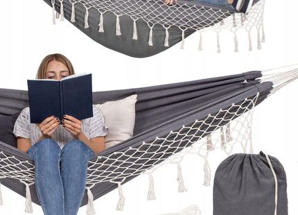 Hangmat | Met Franje | Antraciet | 150 x 210 cm