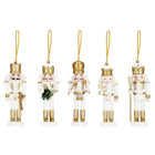Notenkraker Kerst | Houten Soldaat | Kerstversiering | 5 Stuks | Goud/Wit | 12,5 cm