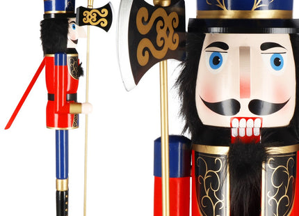 Notenkraker Kerst | Houten Soldaat | Kerstversiering | Rood/Blauw/Zwart/Goud | 152 cm