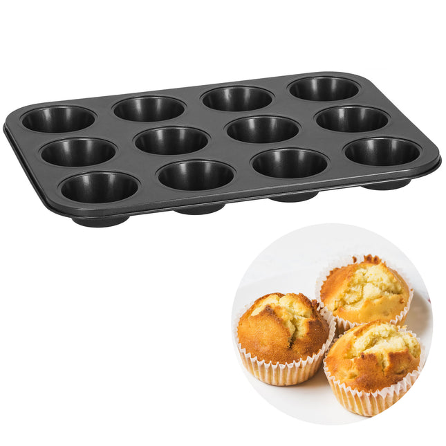 Bakvorm - Muffinvorm - Metaal - Grafiet - 35 x 26,5 cm
