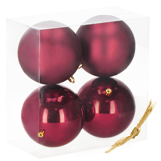 Kerstballen | 4 Stuks | 14 cm | Bordeaux