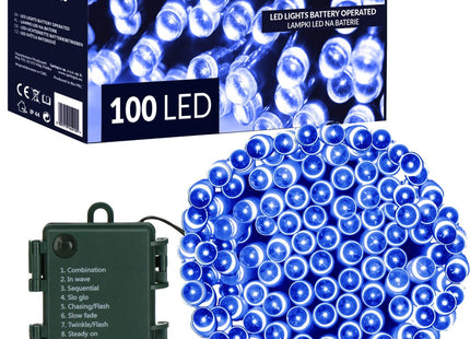 Kerstverlichting | 10,5 m | Batterij | 100 LED | Blauw