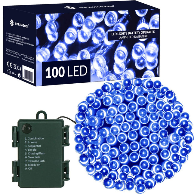 Kerstverlichting | 10,5 m | Batterij | 100 LED | Blauw