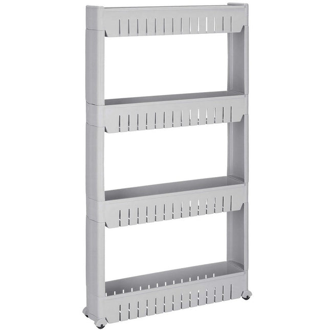 Keukentrolley | Keukentrolley Op Wieltjes | Badkamer Trolley | Opbergrek | 4 Niveaus | 101,5 x 54 x 12.5 cm | Grijs
