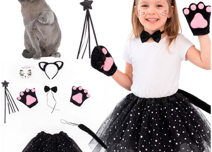 Kattenkostuum voor meisjes - Halloween -  7-delig - verkleedkostuum - kittenkostuum