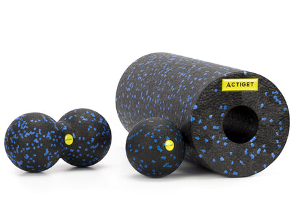 Massageset | Foamroller | Massagebal | Peanut Ball  | Hoes | Triggerpoint Bal | Blauw/Zwart